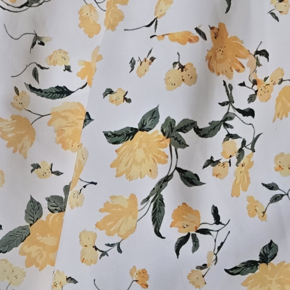 Scarlet Darkness White Yellow Floral Milkmaid Midi Sundress Cottagecore Large - Picture 6 of 14